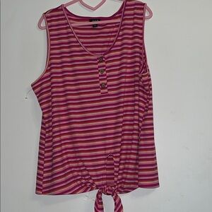a.n.a Pink and Orange Striped Tank Top